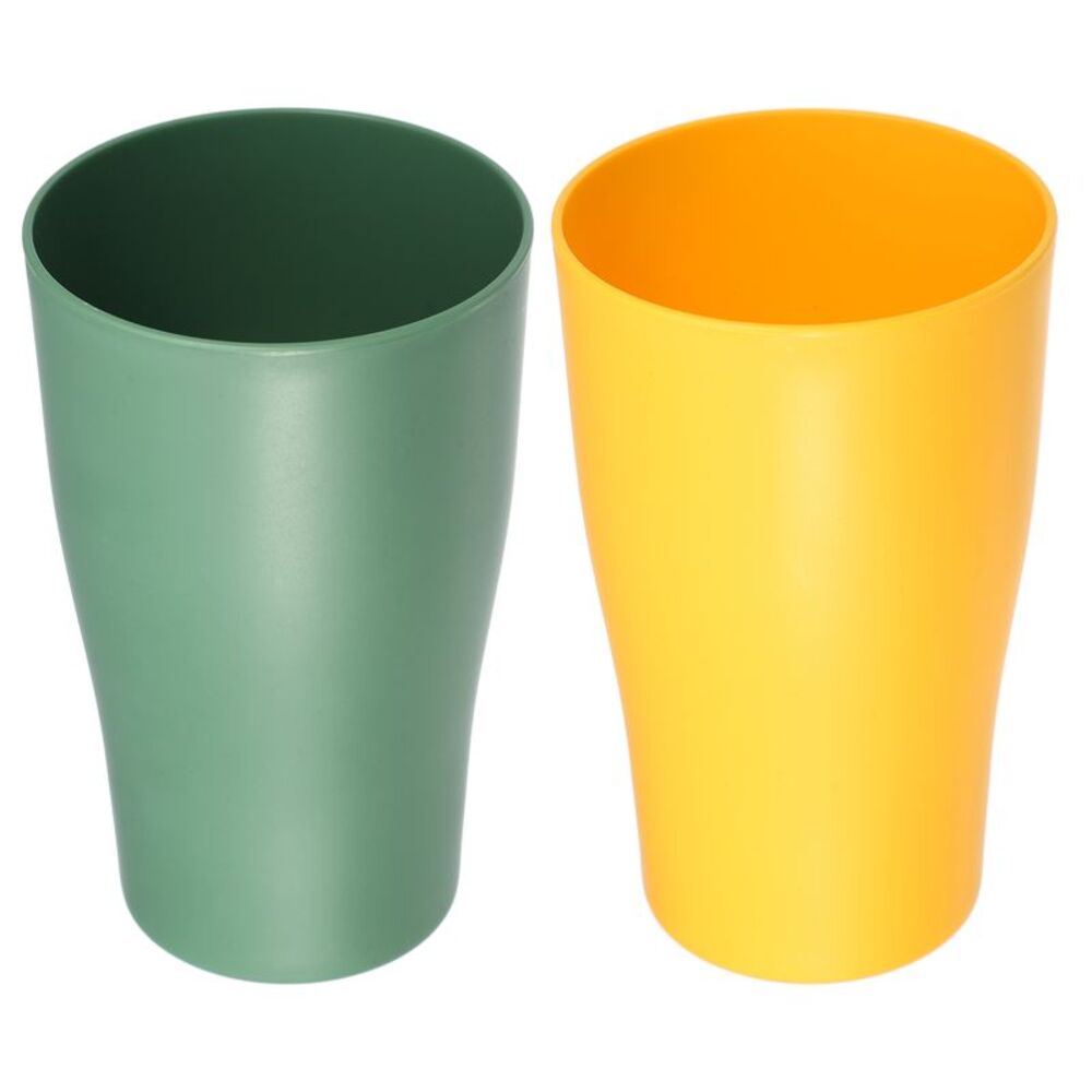 2pcs Bathroom PP Toothbrush Tumblers Yellow Green 4.92''x3.03''